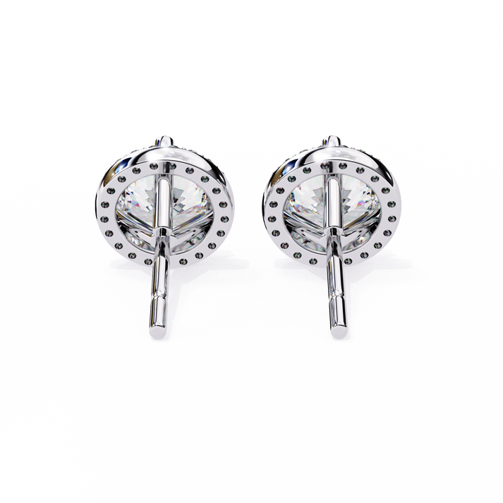 lab grown diamond | moissanite Jewellery Glided Romance Lab Grown OR Moissanite Halo Stud Earrings by Rabbito Jewels