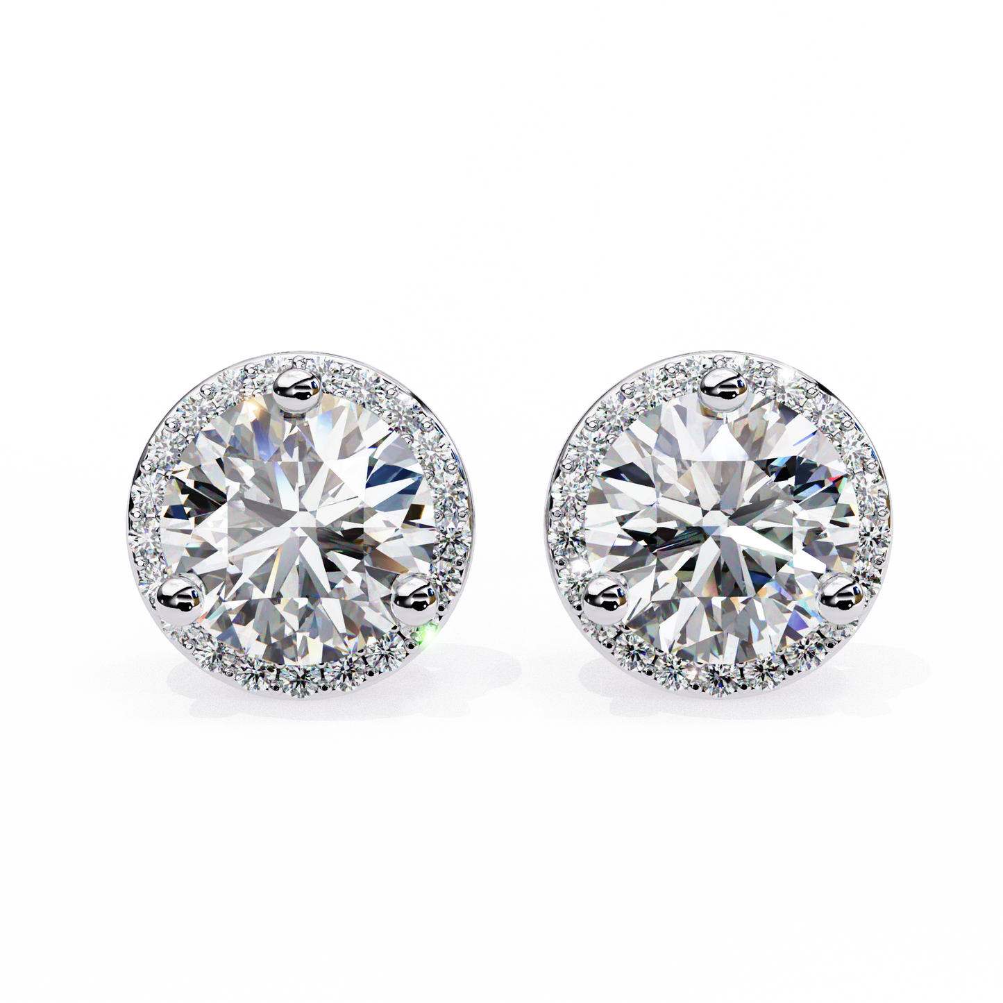 lab grown diamond | moissanite Jewellery Glided Romance Lab Grown OR Moissanite Halo Stud Earrings Silver by Rabbito Jewels