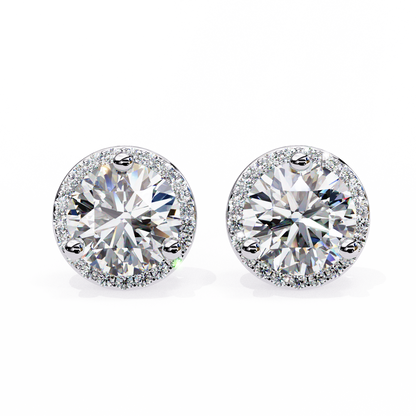 lab grown diamond | moissanite Jewellery Glided Romance Lab Grown OR Moissanite Halo Stud Earrings Silver by Rabbito Jewels