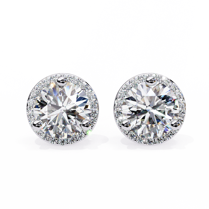 lab grown diamond | moissanite Jewellery Glided Romance Lab Grown OR Moissanite Halo Stud Earrings Silver by Rabbito Jewels