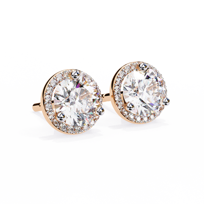 lab grown diamond | moissanite Jewellery Glided Romance Lab Grown OR Moissanite Halo Stud Earrings by Rabbito Jewels