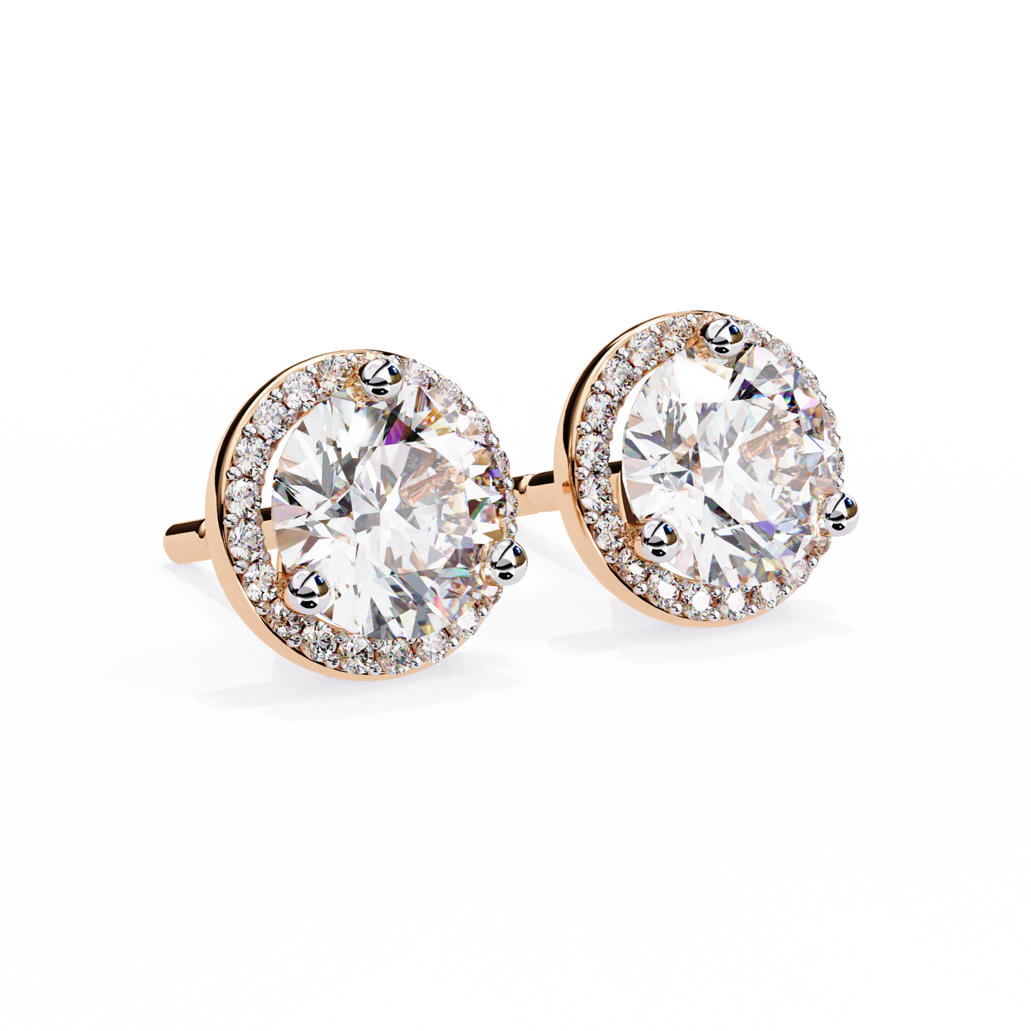 lab grown diamond | moissanite Jewellery Glided Romance Lab Grown OR Moissanite Halo Stud Earrings by Rabbito Jewels