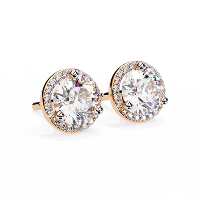 lab grown diamond | moissanite Jewellery Glided Romance Lab Grown OR Moissanite Halo Stud Earrings by Rabbito Jewels