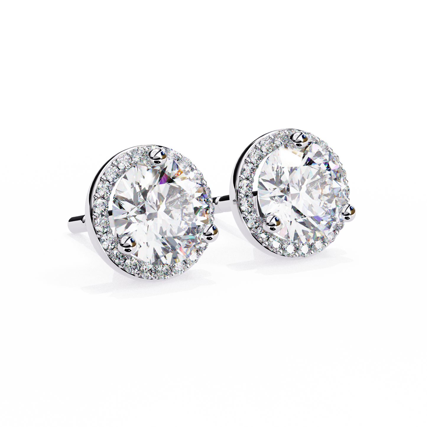 lab grown diamond | moissanite Jewellery Glided Romance Lab Grown OR Moissanite Halo Stud Earrings by Rabbito Jewels