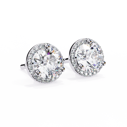lab grown diamond | moissanite Jewellery Glided Romance Lab Grown OR Moissanite Halo Stud Earrings by Rabbito Jewels