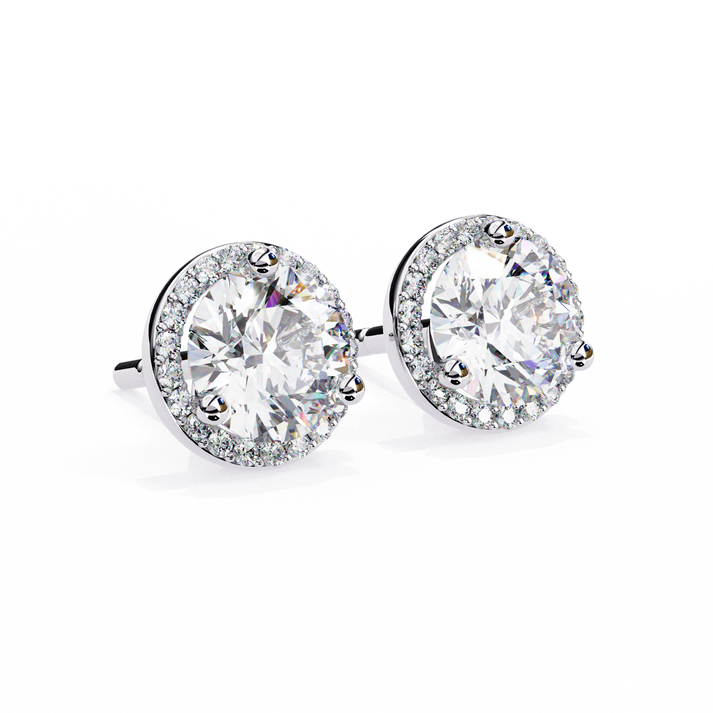 lab grown diamond | moissanite Jewellery Glided Romance Lab Grown OR Moissanite Halo Stud Earrings by Rabbito Jewels