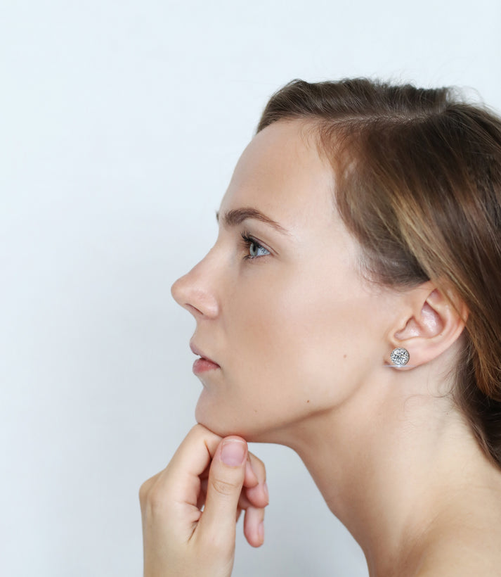 lab grown diamond | moissanite Jewellery Glided Romance Lab Grown OR Moissanite Halo Stud Earrings by Rabbito Jewels