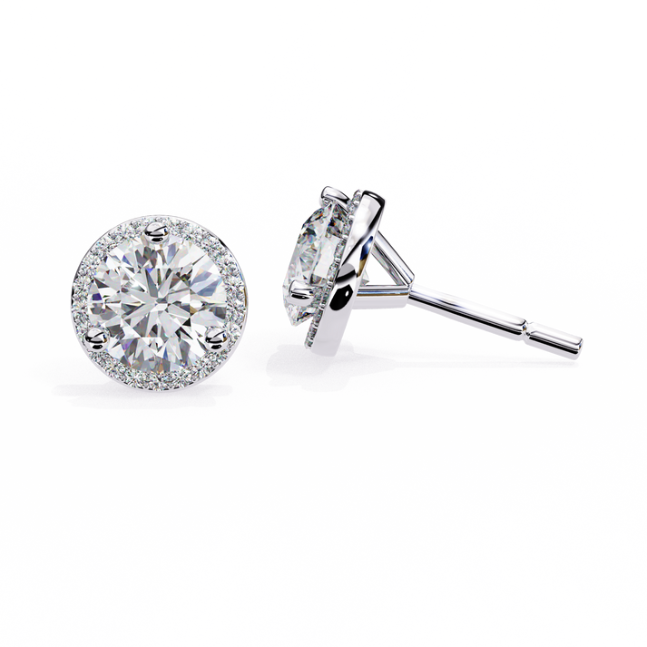 lab grown diamond | moissanite Jewellery Glided Romance Lab Grown OR Moissanite Halo Stud Earrings by Rabbito Jewels