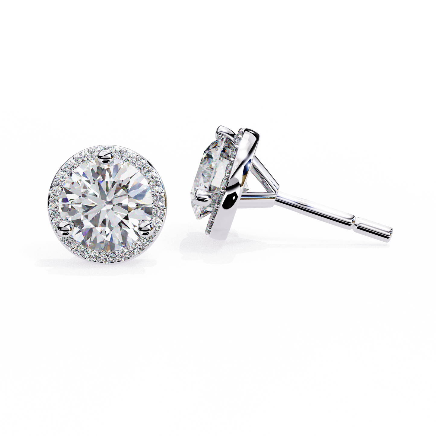 lab grown diamond | moissanite Jewellery Glided Romance Lab Grown OR Moissanite Halo Stud Earrings by Rabbito Jewels