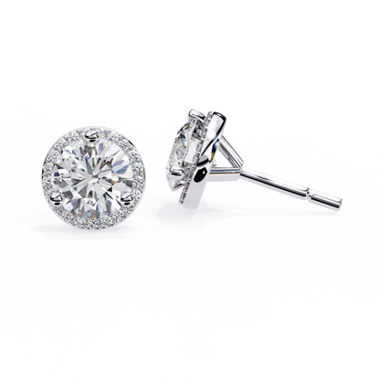 lab grown diamond | moissanite Jewellery Glided Romance Lab Grown OR Moissanite Halo Stud Earrings by Rabbito Jewels