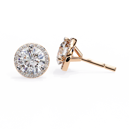 lab grown diamond | moissanite Jewellery Glided Romance Lab Grown OR Moissanite Halo Stud Earrings by Rabbito Jewels