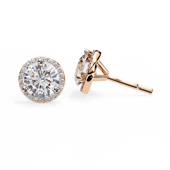 lab grown diamond | moissanite Jewellery Glided Romance Lab Grown OR Moissanite Halo Stud Earrings by Rabbito Jewels