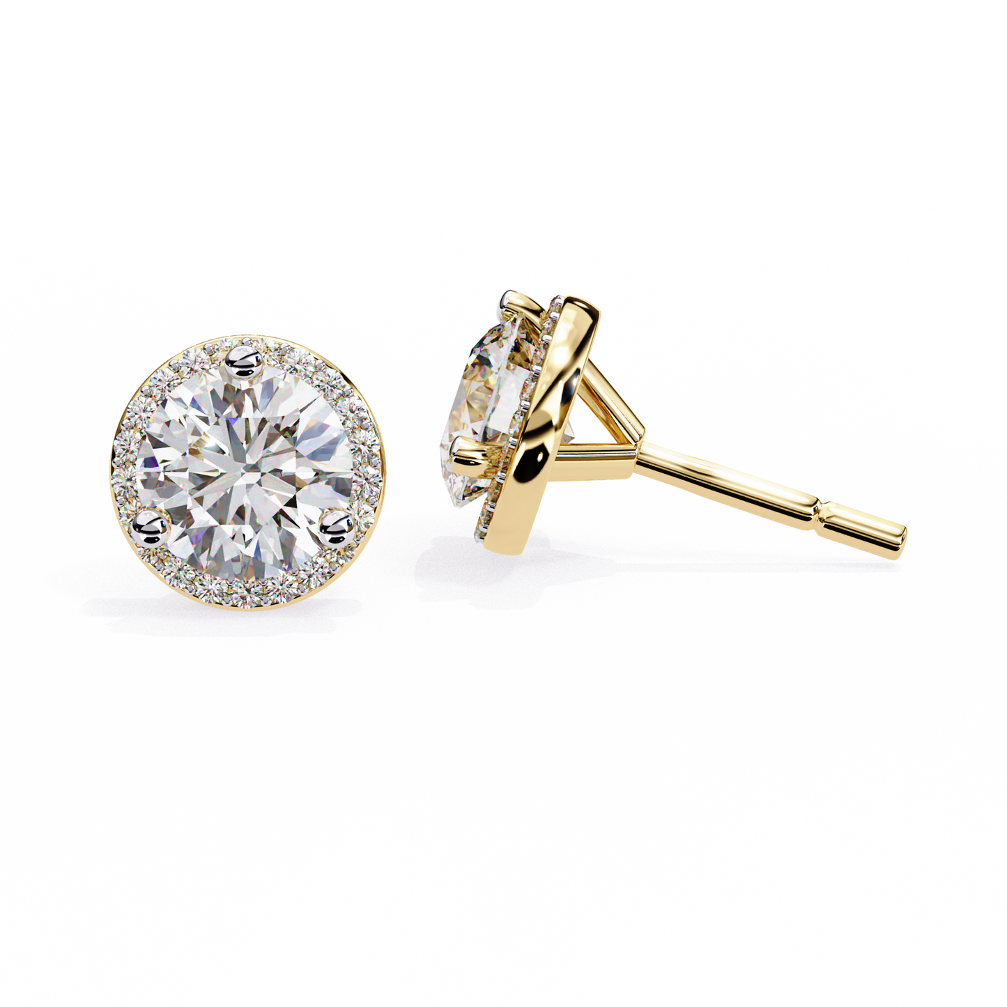 lab grown diamond | moissanite Jewellery Glided Romance Lab Grown OR Moissanite Halo Stud Earrings by Rabbito Jewels