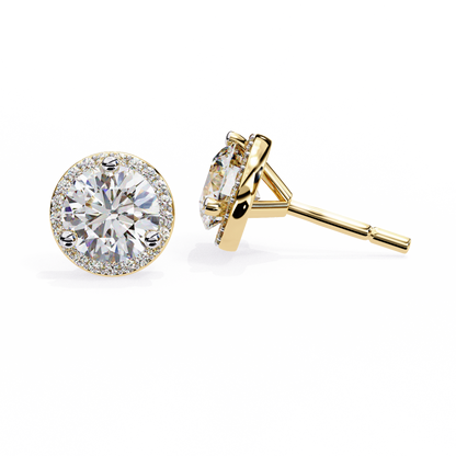lab grown diamond | moissanite Jewellery Glided Romance Lab Grown OR Moissanite Halo Stud Earrings by Rabbito Jewels