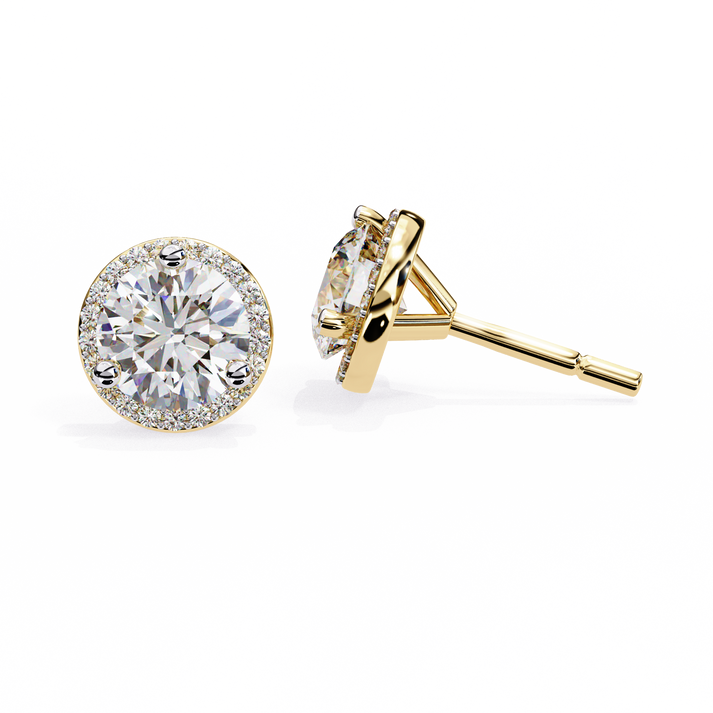lab grown diamond | moissanite Jewellery Glided Romance Lab Grown OR Moissanite Halo Stud Earrings by Rabbito Jewels