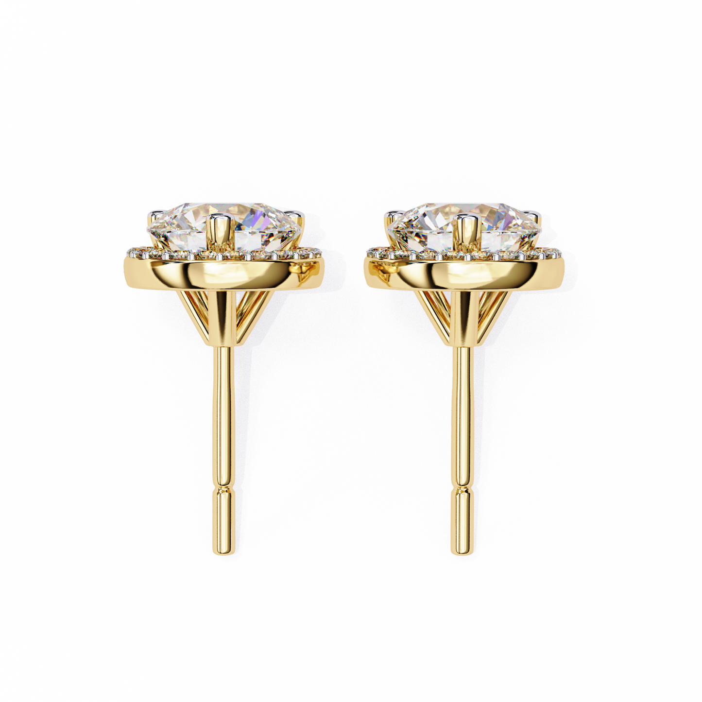 lab grown diamond | moissanite Jewellery Glided Romance Lab Grown OR Moissanite Halo Stud Earrings by Rabbito Jewels