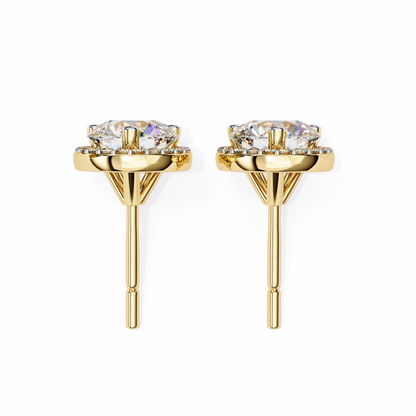 lab grown diamond | moissanite Jewellery Glided Romance Lab Grown OR Moissanite Halo Stud Earrings by Rabbito Jewels