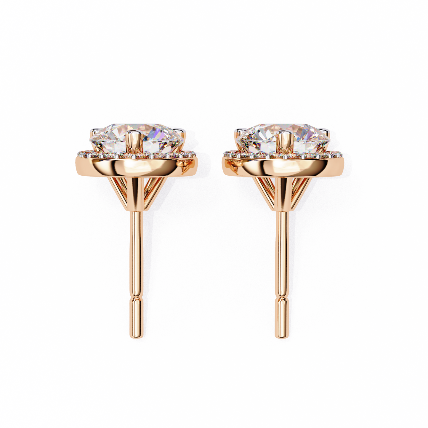 lab grown diamond | moissanite Jewellery Glided Romance Lab Grown OR Moissanite Halo Stud Earrings by Rabbito Jewels
