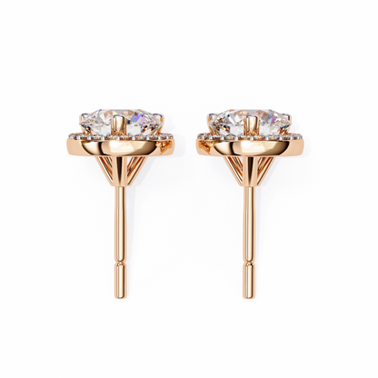lab grown diamond | moissanite Jewellery Glided Romance Lab Grown OR Moissanite Halo Stud Earrings by Rabbito Jewels