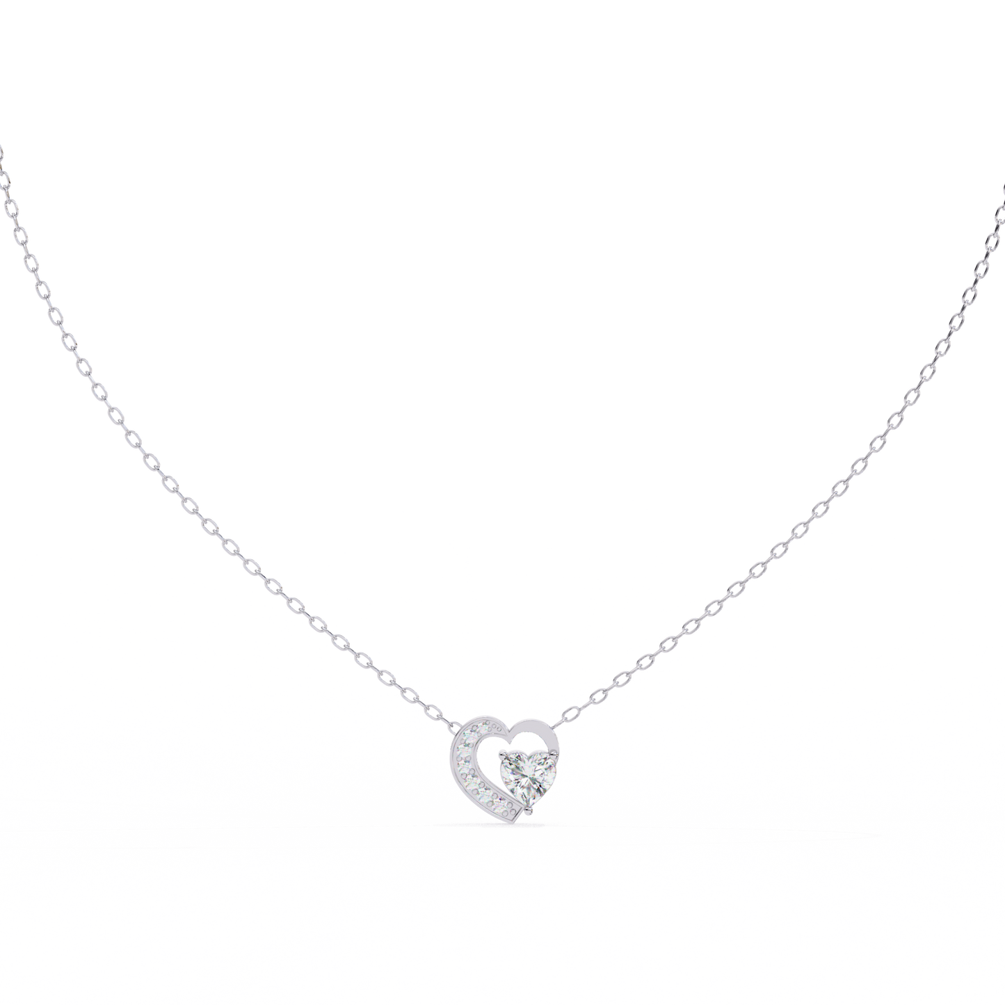 lab grown diamond | moissanite Jewellery Josephine Heart 0.76CT Lab Grown OR Moissanite Pendant White Gold 14K by Rabbito Jewels