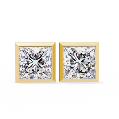lab grown diamond | moissanite Jewellery Billionaires Cut Lab Grown Diamond OR Moissanite Stud Earrings Yellow Gold 18K by Rabbito Jewels