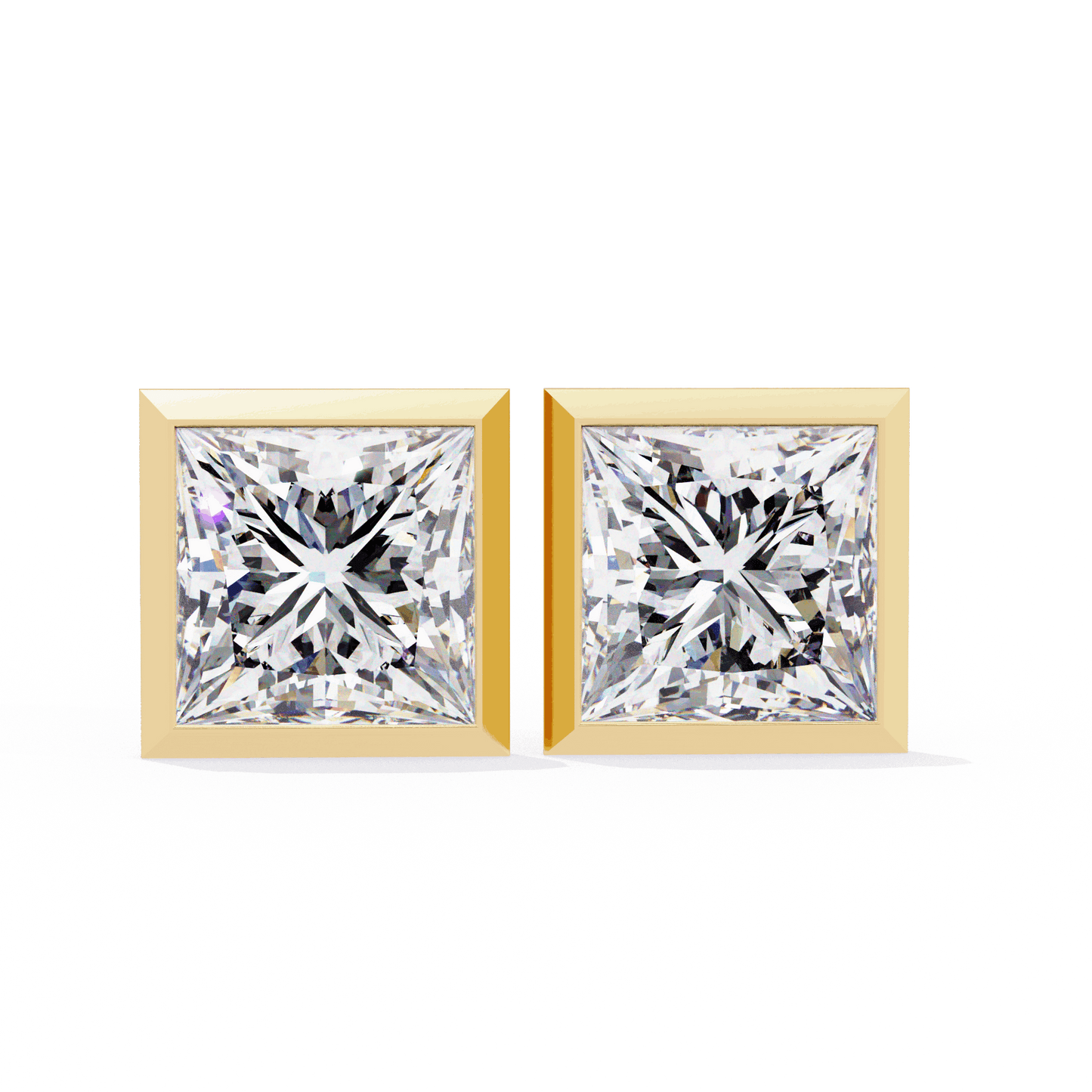 lab grown diamond | moissanite Jewellery Billionaires Cut Lab Grown Diamond OR Moissanite Stud Earrings Yellow Gold 14K by Rabbito Jewels