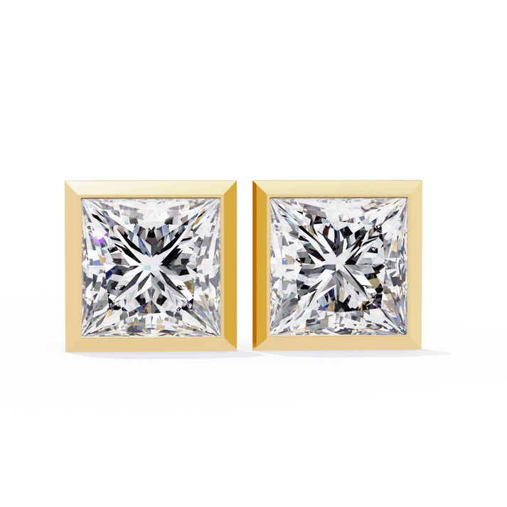 lab grown diamond | moissanite Jewellery Billionaires Cut Lab Grown Diamond OR Moissanite Stud Earrings Yellow Gold 14K by Rabbito Jewels