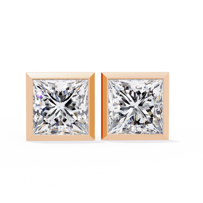 lab grown diamond | moissanite Jewellery Billionaires Cut Lab Grown Diamond OR Moissanite Stud Earrings Rose Gold 18K by Rabbito Jewels
