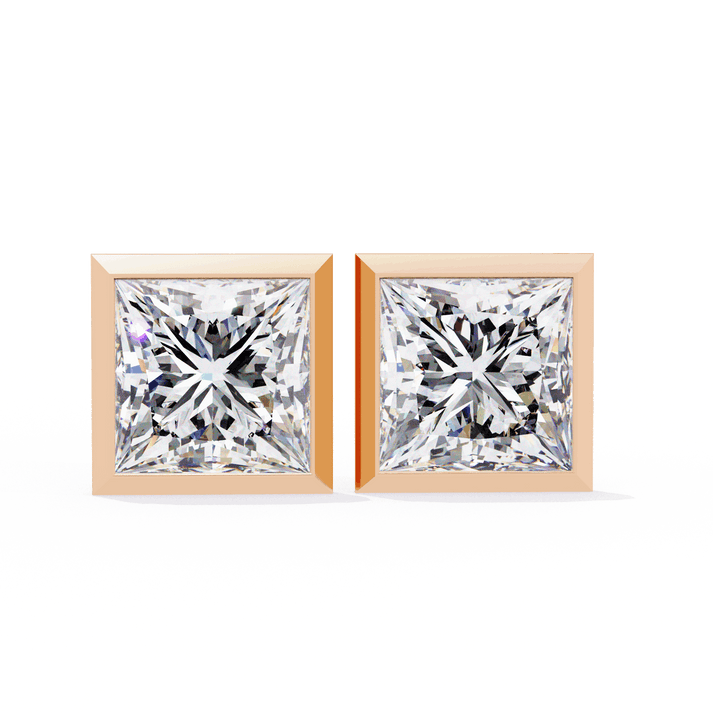 lab grown diamond | moissanite Jewellery Billionaires Cut Lab Grown Diamond OR Moissanite Stud Earrings Rose Gold 18K by Rabbito Jewels