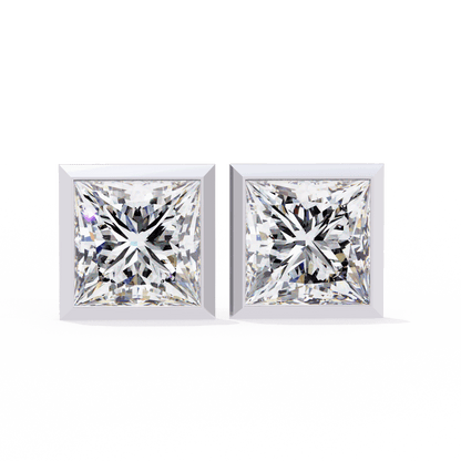 lab grown diamond | moissanite Jewellery Billionaires Cut Lab Grown Diamond OR Moissanite Stud Earrings White Gold 18K by Rabbito Jewels
