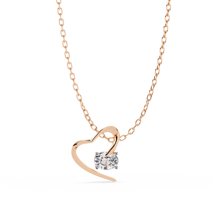 lab grown diamond | moissanite Jewellery Oval Heart Lab Grown Diamond OR Moissanite Pendant Rose Gold 14K by Rabbito Jewels