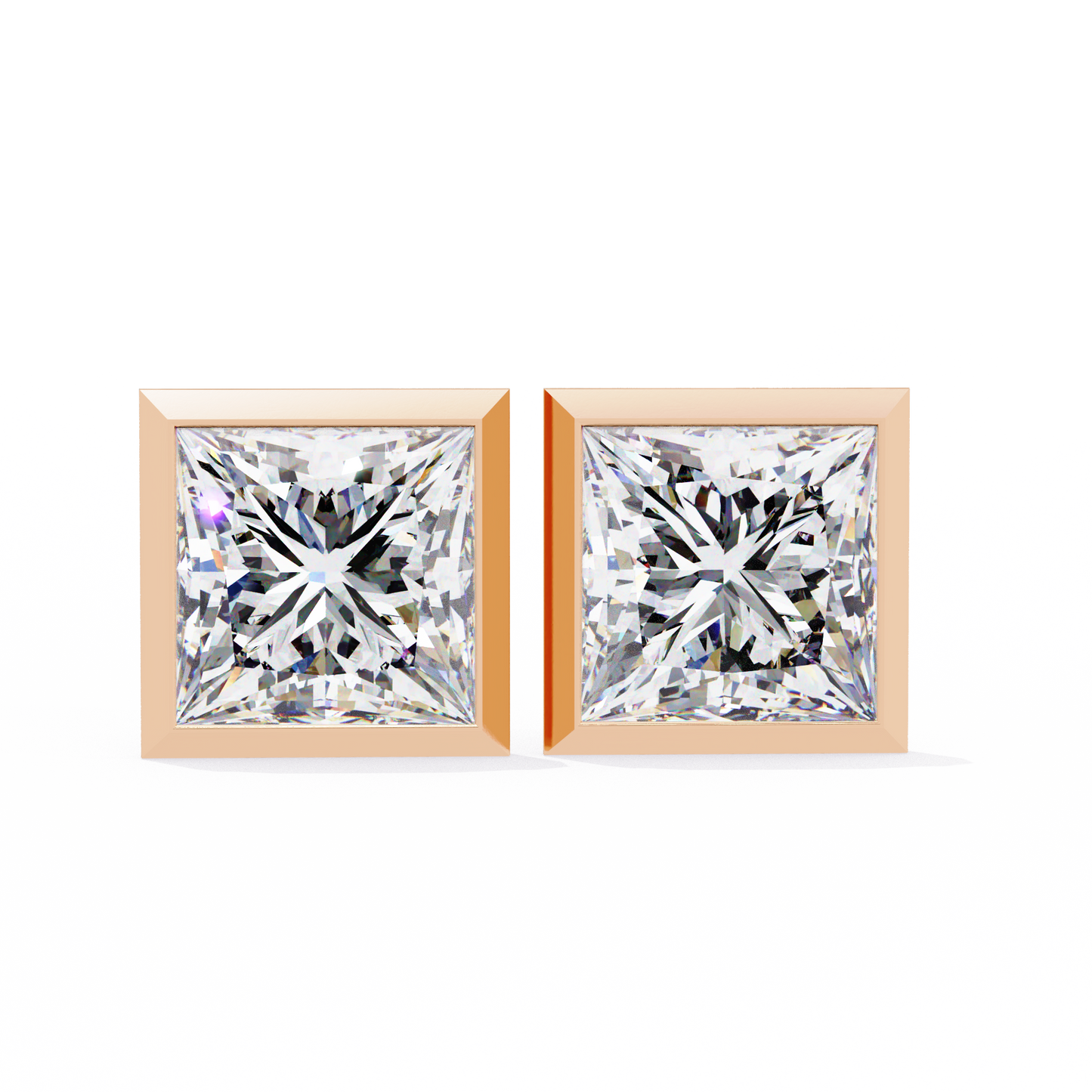 lab grown diamond | moissanite Jewellery Billionaires Cut Lab Grown Diamond OR Moissanite Stud Earrings Rose Gold 14K by Rabbito Jewels