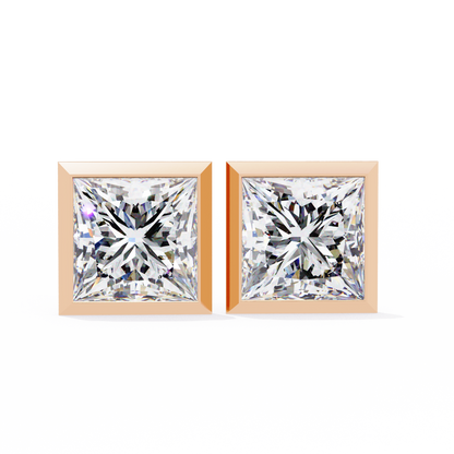 lab grown diamond | moissanite Jewellery Billionaires Cut Lab Grown Diamond OR Moissanite Stud Earrings Rose Gold 14K by Rabbito Jewels