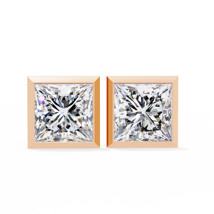 lab grown diamond | moissanite Jewellery Billionaires Cut Lab Grown Diamond OR Moissanite Stud Earrings Rose Gold 14K by Rabbito Jewels
