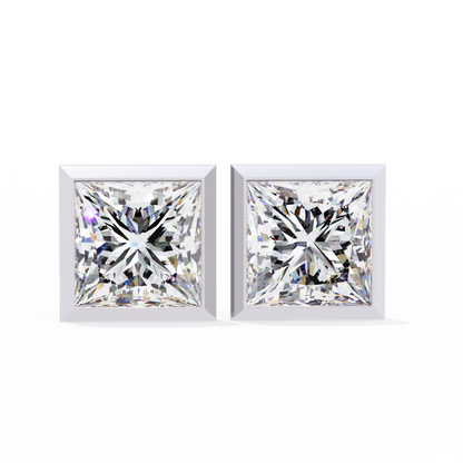 lab grown diamond | moissanite Jewellery Billionaires Cut Lab Grown Diamond OR Moissanite Stud Earrings Silver by Rabbito Jewels