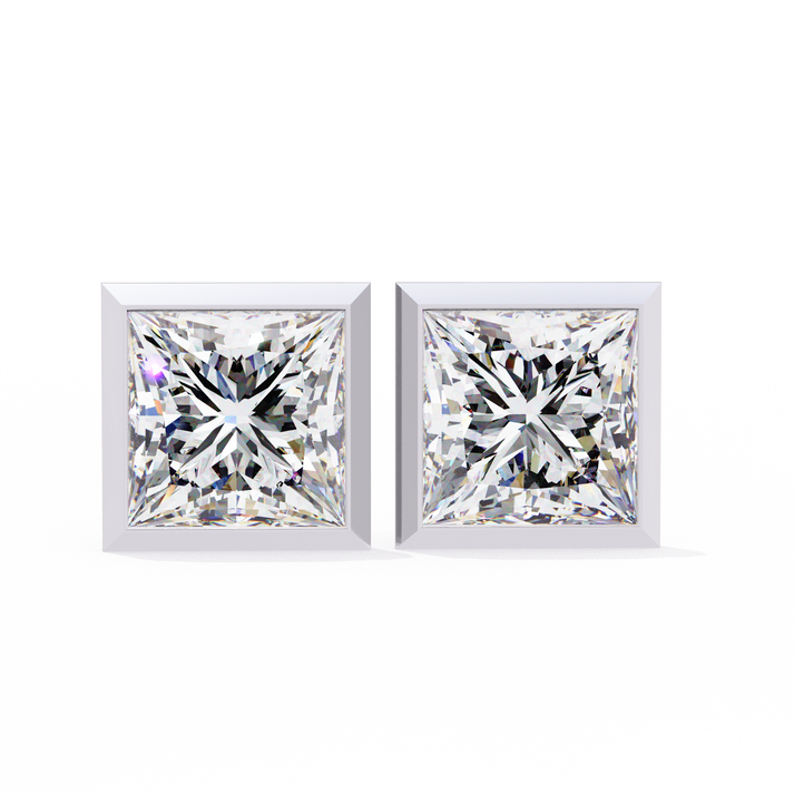 lab grown diamond | moissanite Jewellery Billionaires Cut Lab Grown Diamond OR Moissanite Stud Earrings Silver by Rabbito Jewels