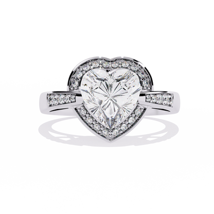 lab grown diamond | moissanite Jewellery Dual Toned Heart Halo Lab Grown Diamond OR Moissanite Ring Silver by Rabbito Jewels
