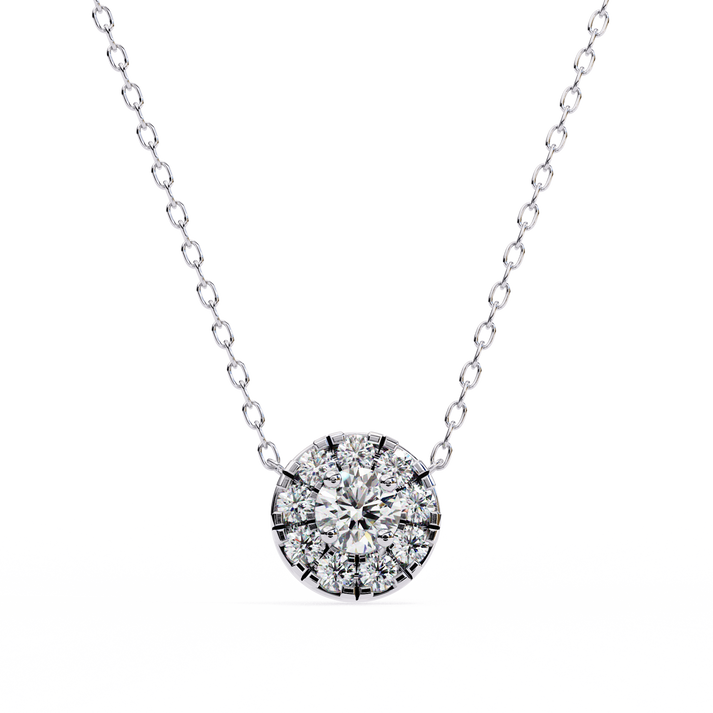 lab grown diamond | moissanite Jewellery Halo Lab Grown Diamond OR Moissanite Pendant White Gold 18K by Rabbito Jewels