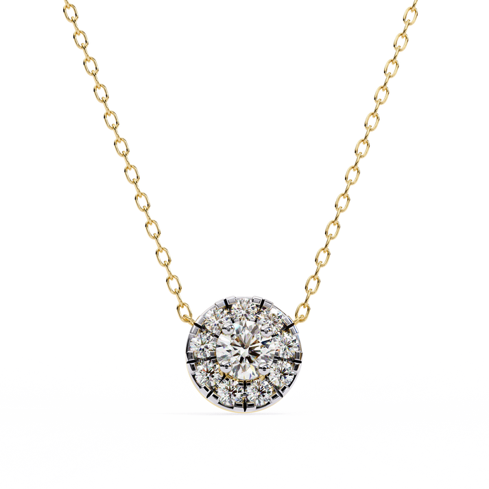 lab grown diamond | moissanite Jewellery Halo Lab Grown Diamond OR Moissanite Pendant Yellow Gold 18K by Rabbito Jewels