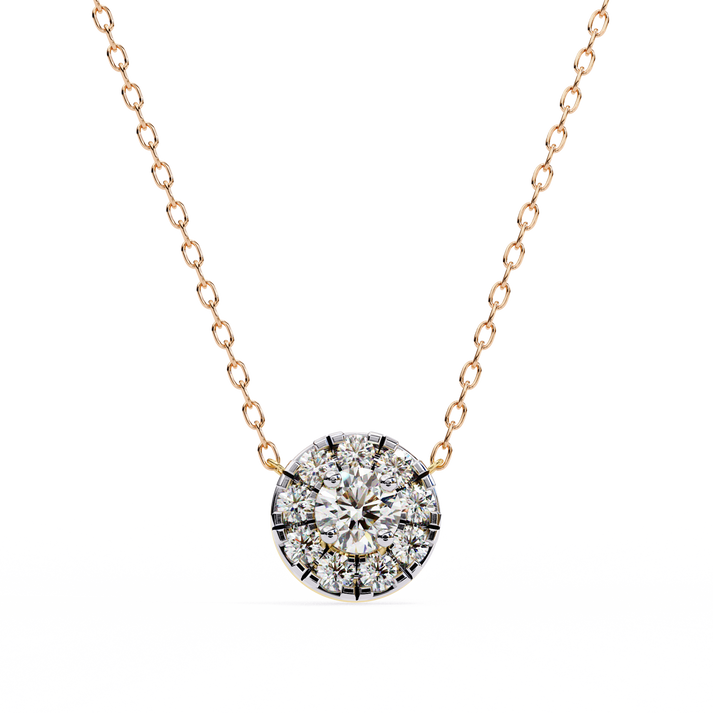 lab grown diamond | moissanite Jewellery Halo Lab Grown Diamond OR Moissanite Pendant Rose Gold 14K by Rabbito Jewels