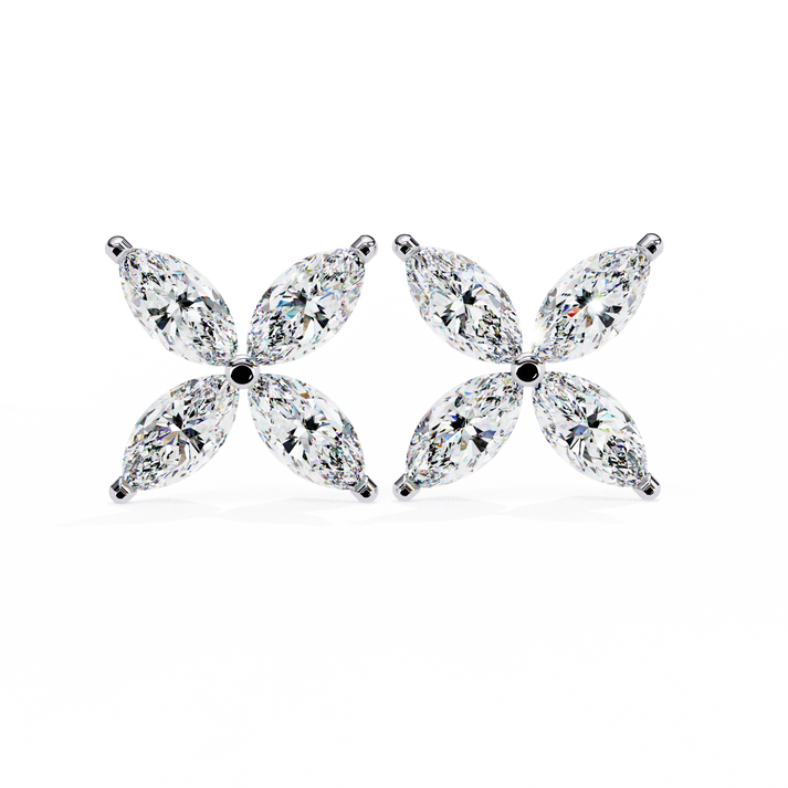 lab grown diamond | moissanite Jewellery Platinum Desire Lab Grown OR Moissanite Marquise Earrings White Gold 14K by Rabbito Jewels
