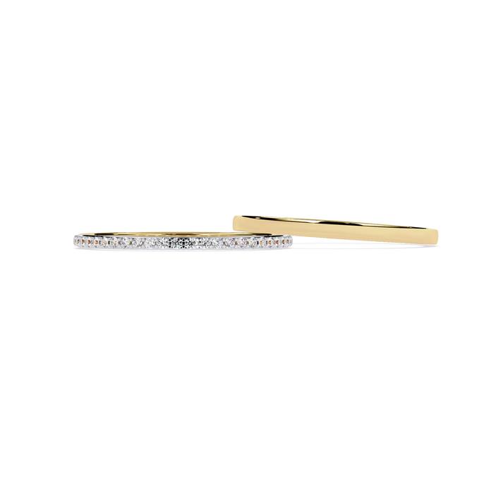 lab grown diamond | moissanite Jewellery Kika Couple Bend Lab Grown Diamond OR Moissanite Ring Yellow Gold 18K by Rabbito Jewels