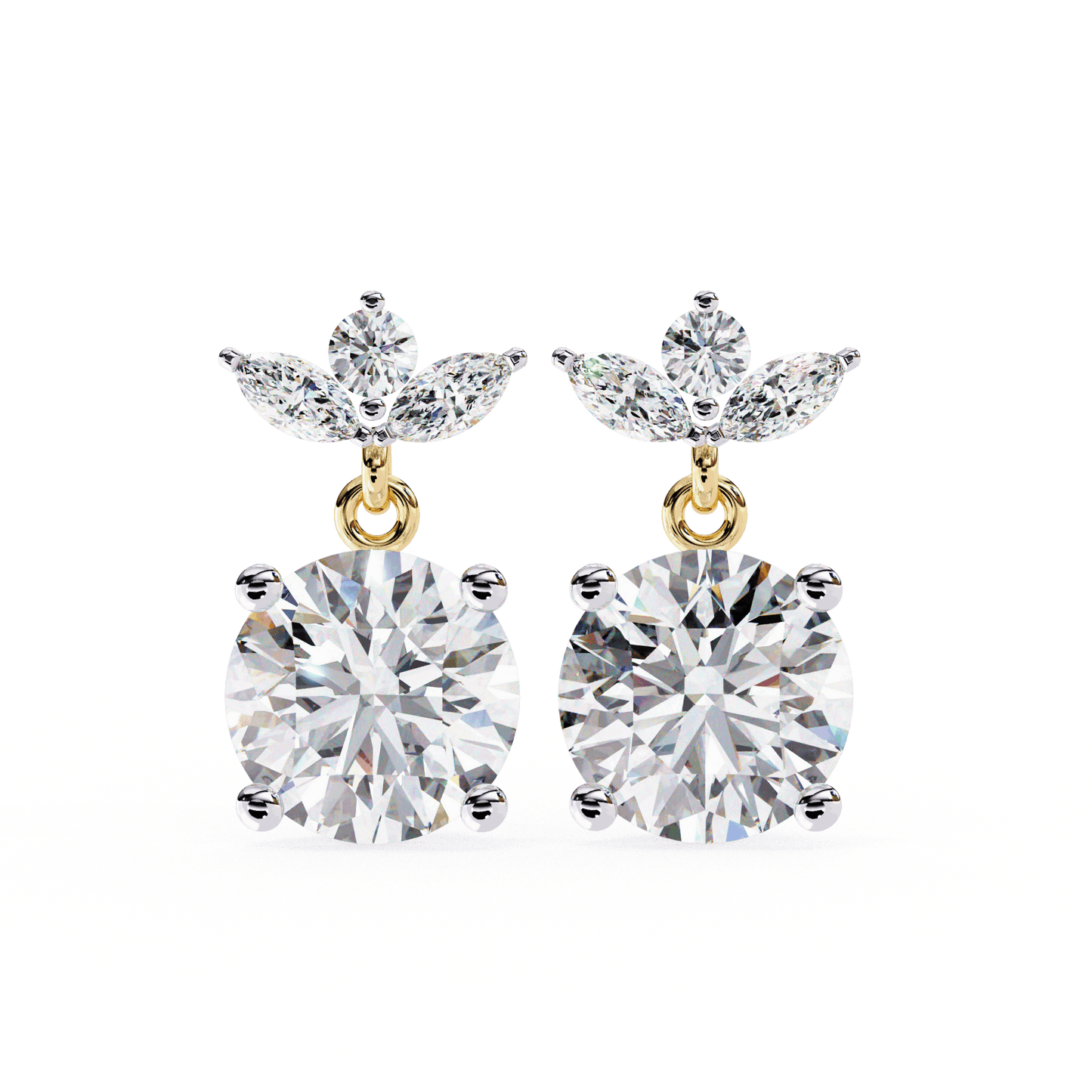 lab grown diamond | moissanite Jewellery Dynasty Dazzle Lab Grown OR Moissanite Teardrop Earrings Yellow Gold 18K by Rabbito Jewels