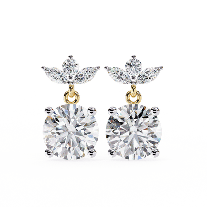 lab grown diamond | moissanite Jewellery Dynasty Dazzle Lab Grown OR Moissanite Teardrop Earrings Yellow Gold 18K by Rabbito Jewels