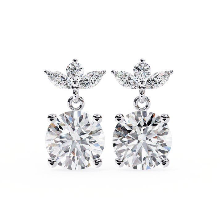 lab grown diamond | moissanite Jewellery Dynasty Dazzle Lab Grown OR Moissanite Teardrop Earrings White Gold 14K by Rabbito Jewels
