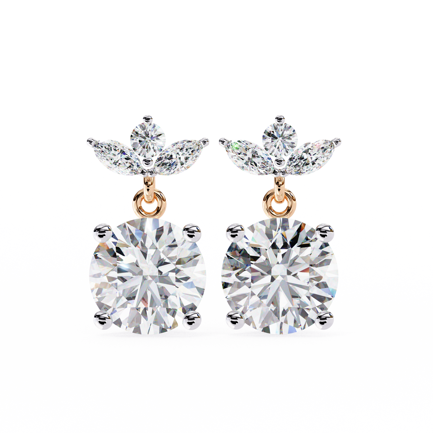 lab grown diamond | moissanite Jewellery Dynasty Dazzle Lab Grown OR Moissanite Teardrop Earrings Rose Gold 14K by Rabbito Jewels