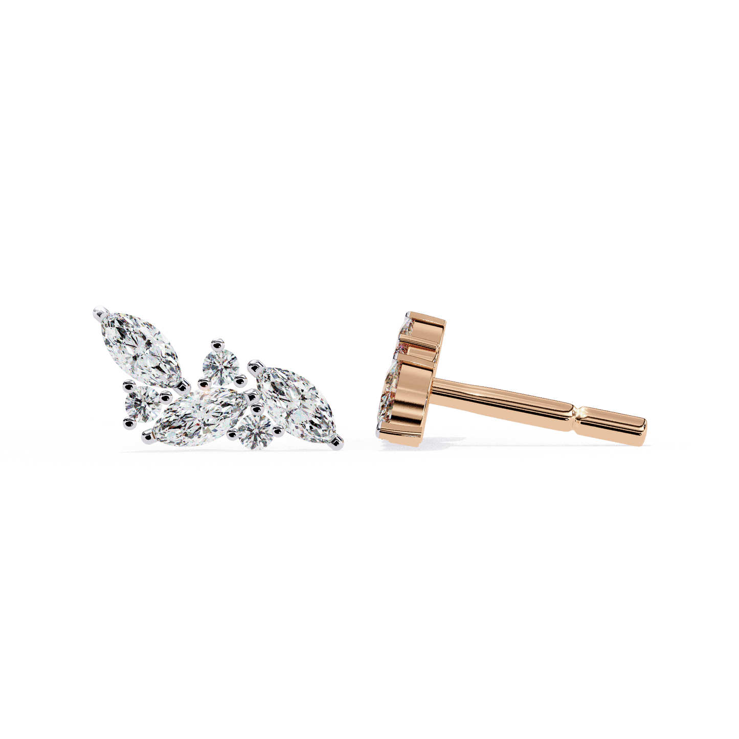lab grown diamond | moissanite Jewellery Orion’s Spark Lab Grown OR Moissanite Earrings Rose Gold 18K by Rabbito Jewels