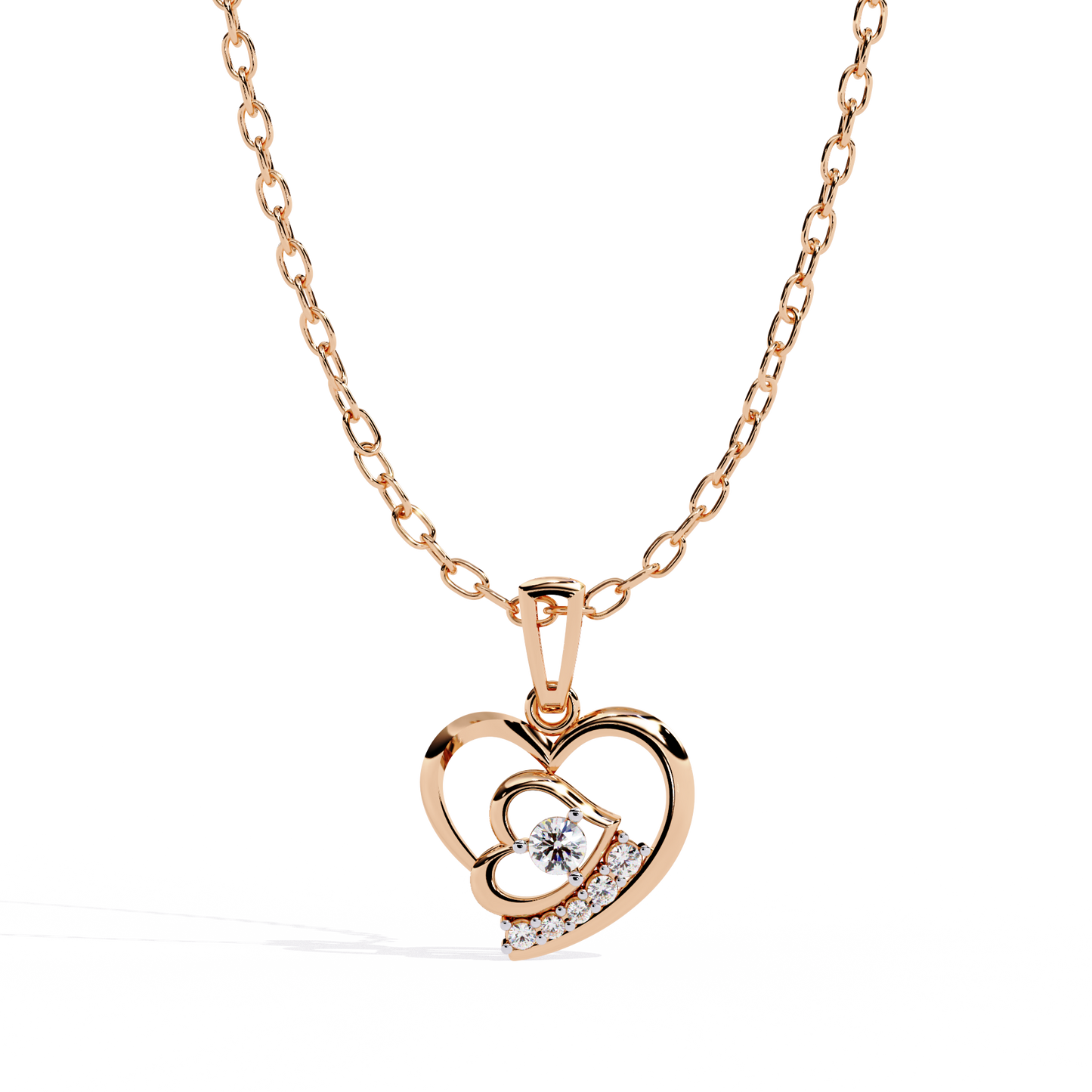 lab grown diamond | moissanite Jewellery Lover Heart Lab Grown Diamond OR Moissanite Pendant Rose Gold 18K by Rabbito Jewels