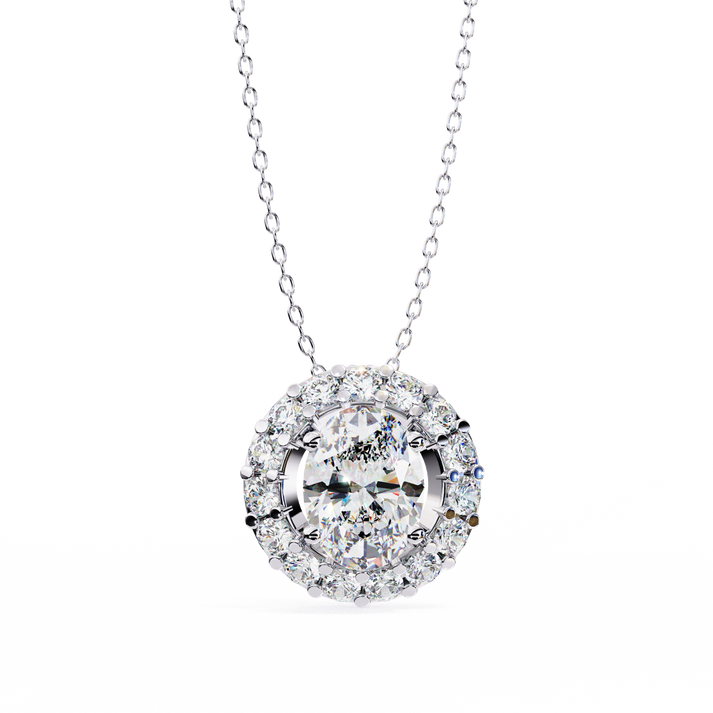 lab grown diamond | moissanite Jewellery Fiona Halo 0.70CT Lab Grown Diamond OR Moissanite Pendant White Gold 18K by Rabbito Jewels
