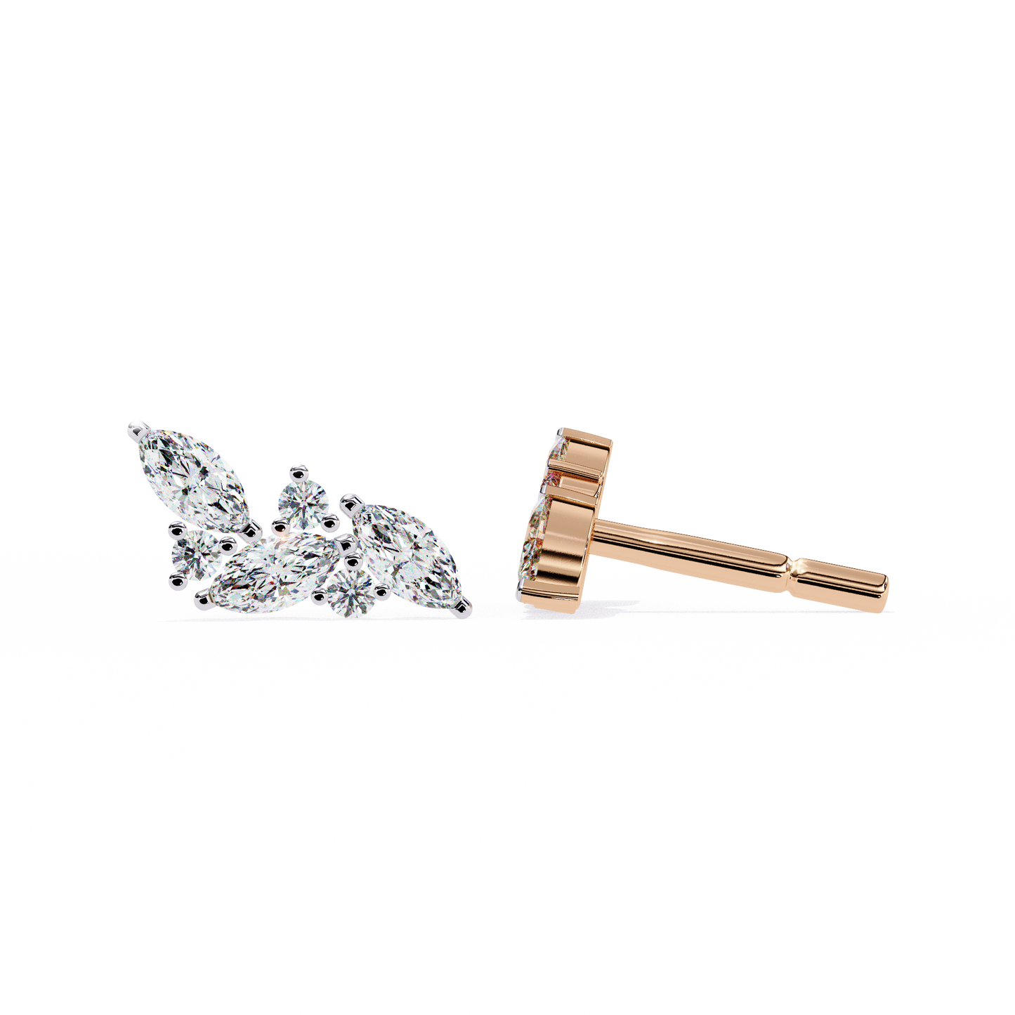 lab grown diamond | moissanite Jewellery Orion’s Spark Lab Grown OR Moissanite Earrings Rose Gold 14K by Rabbito Jewels